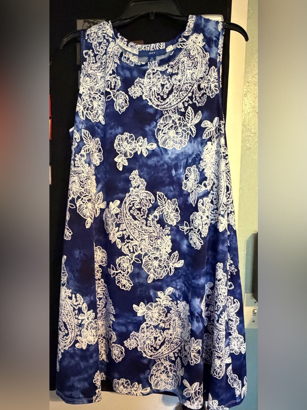 Apt. 9 Blue and White Paisley Floral A-Line Dress